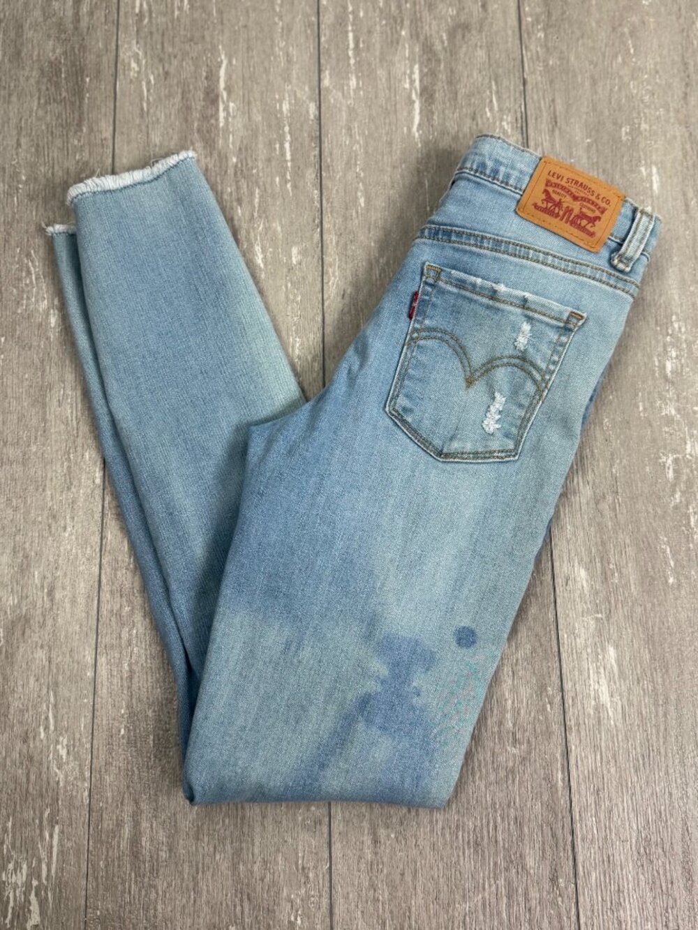 Levi’s 720 High Rise Super Skinny Jeans Light Wash Bleach Dyed Size 12 Reg